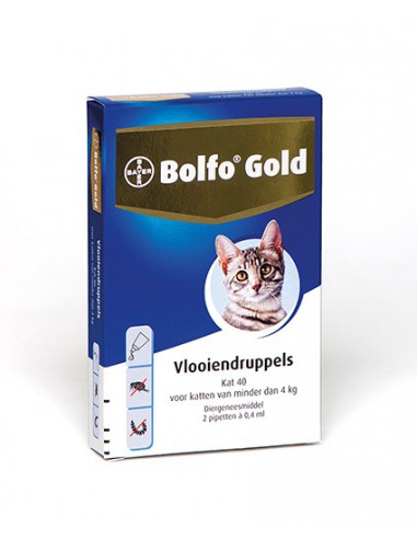 Bolfo Gold Kat 40 – Tot 4kg – 2 pipetten