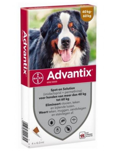 inschakelen zag Effectief Advantix Hond 600 – 40 Tot 60 kg – 4 pipetten | Tegen vlooien en teken