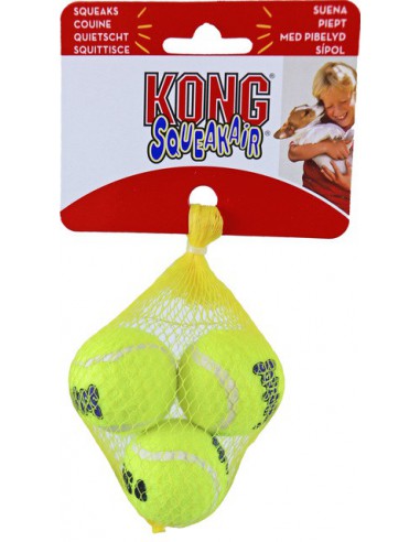 Kong Squeakair Net à 3 Tennisbal+Piep...