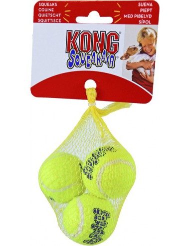 Kong Squeakair Net à 3 Tennisbal+Piep...