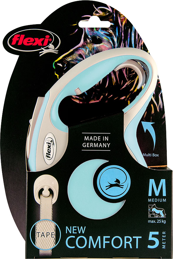 Flexi New Comfort Band Lichtblauw Medium 5 Meter