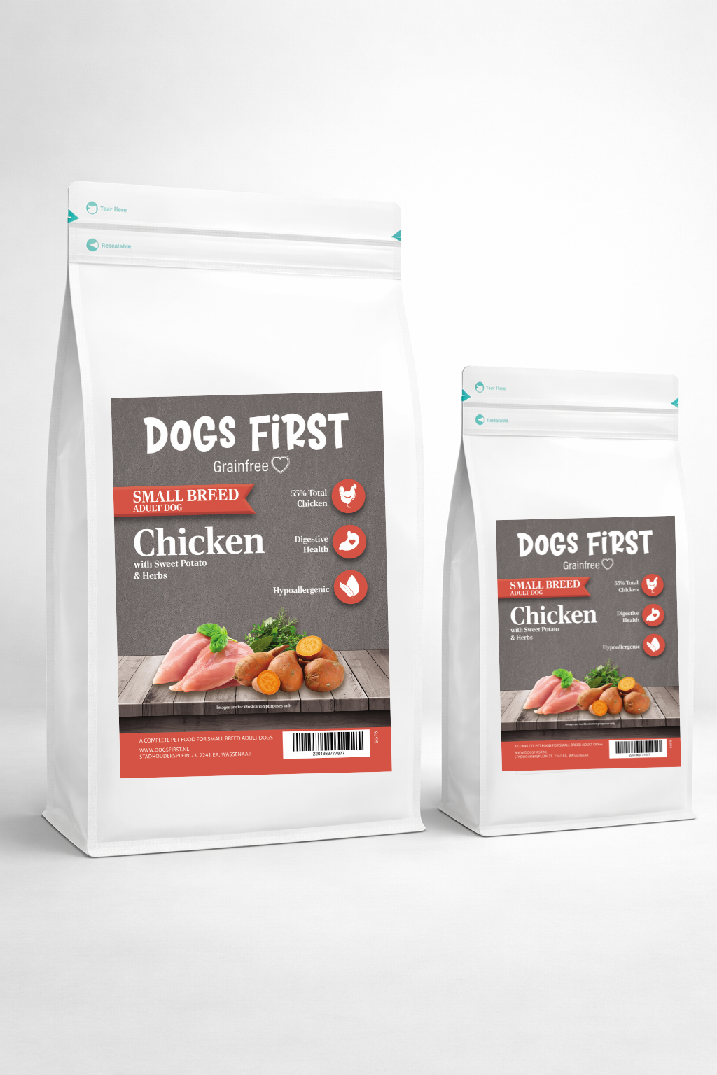 Dogs First Kip met Zoete Aardappel en Kruiden - Klein hondenras