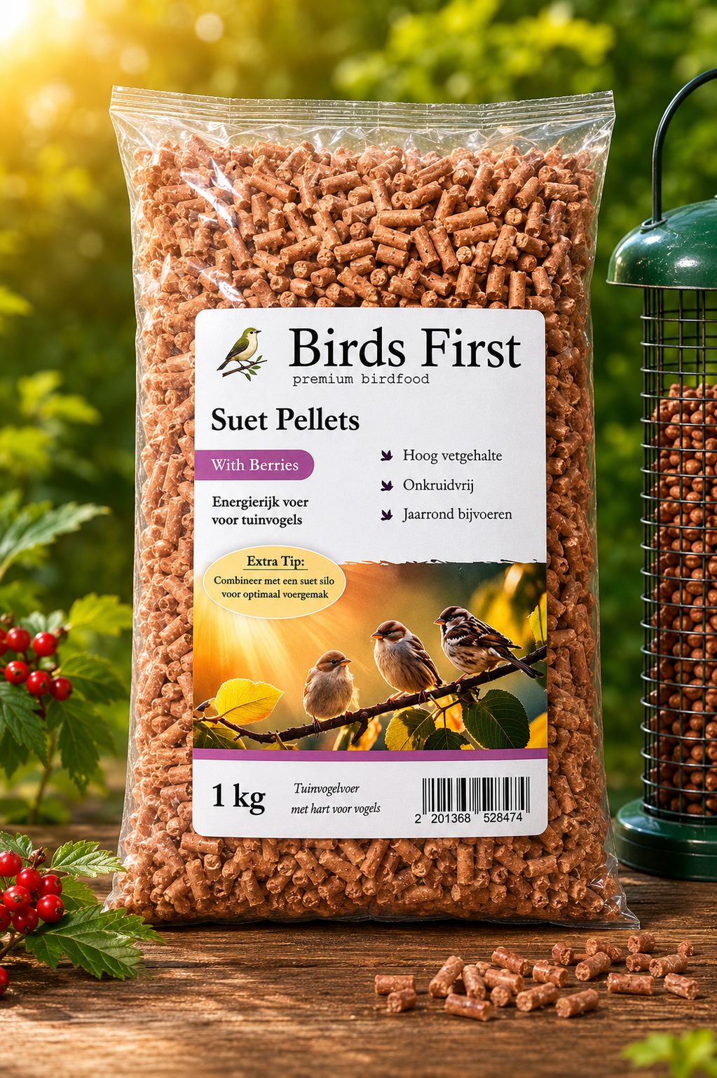 Birds First Suet Pellets met Bessen