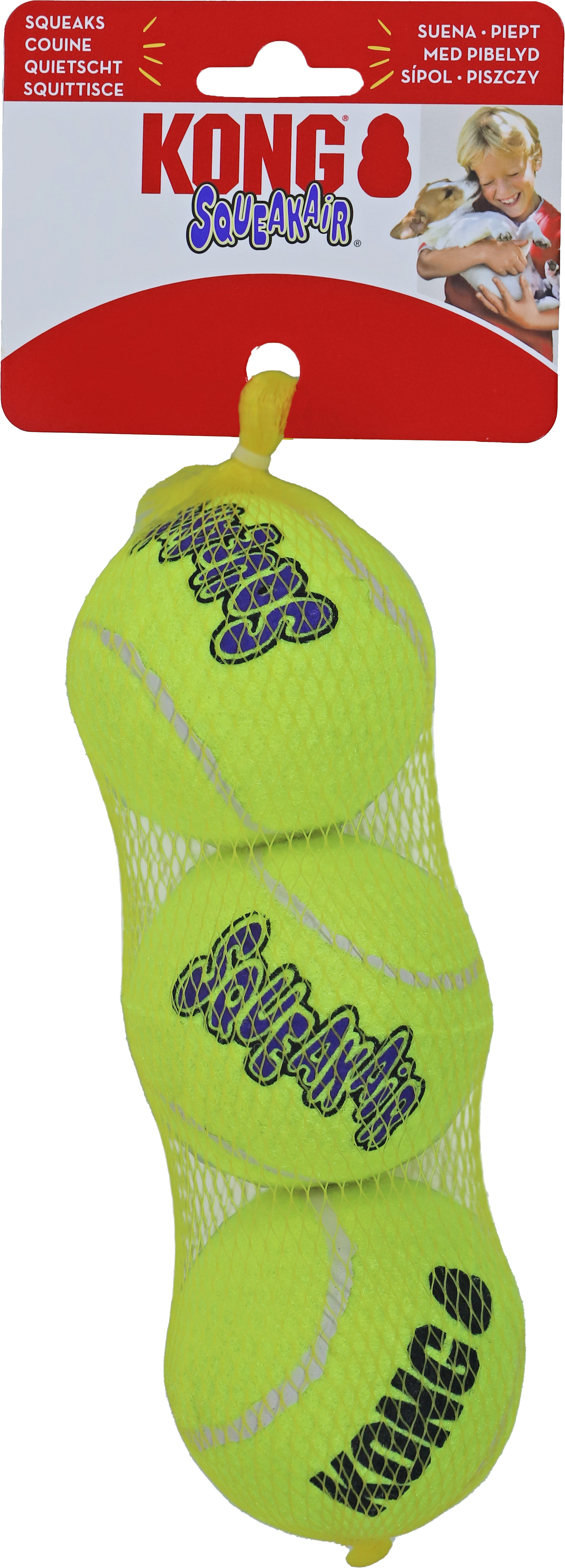 Kong Tennisbal Met Piep Medium 3 stuks 6,4 CM