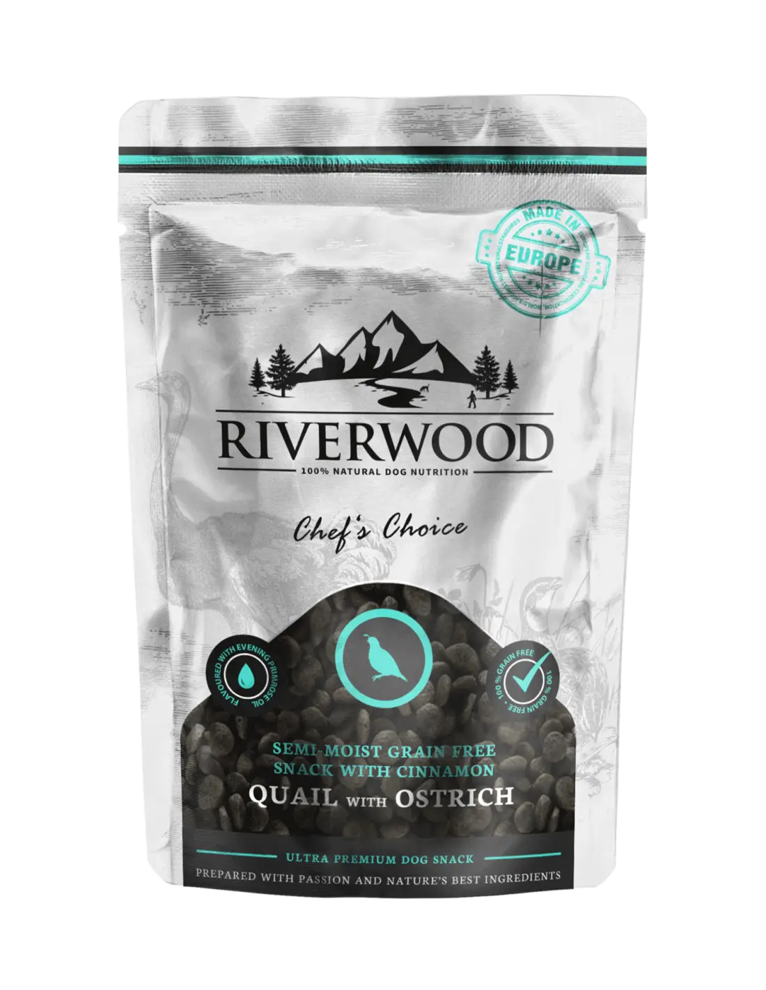 Riverwood Semi Moist Snack Quail & Ostrich 200 Gram