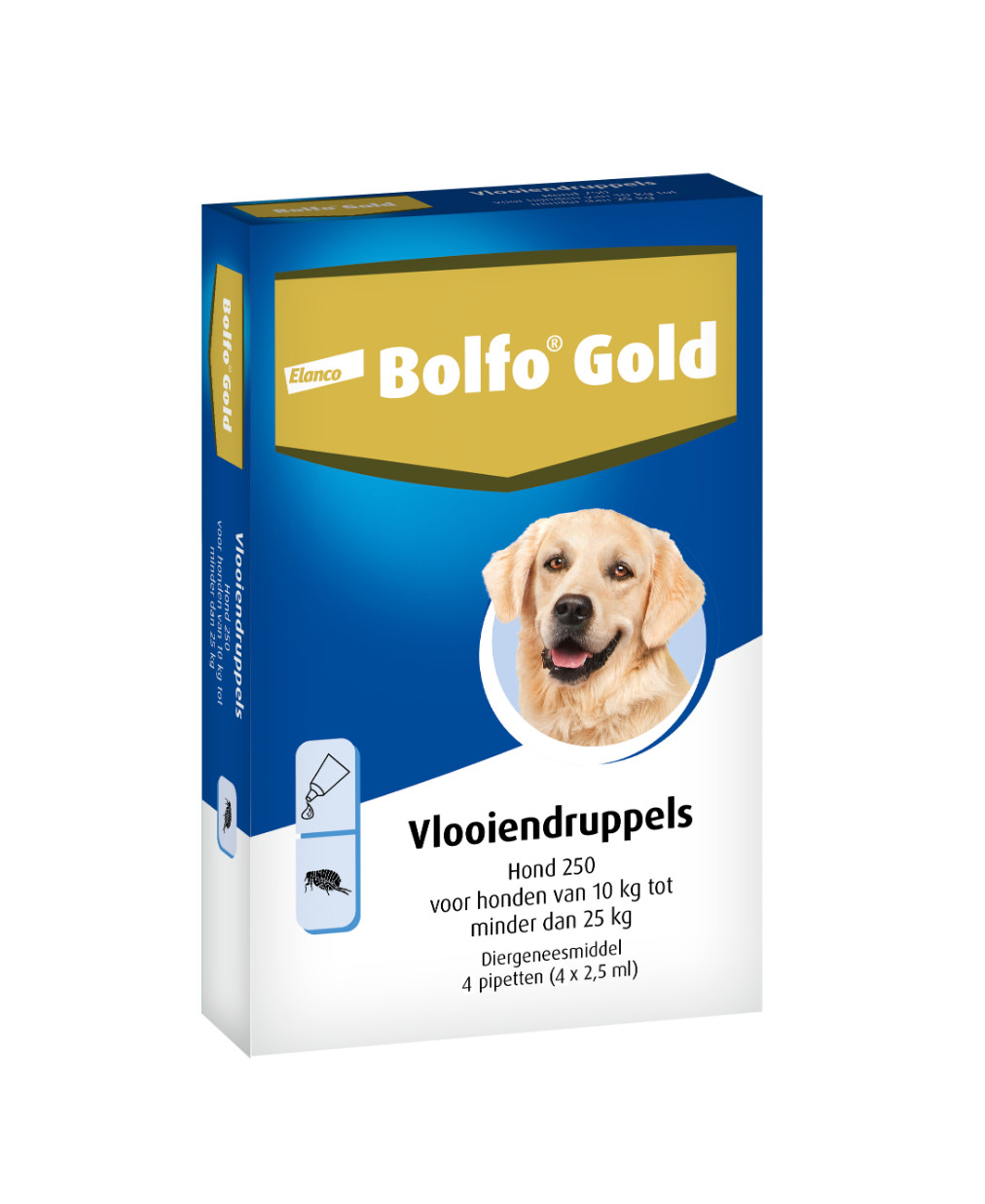 Bolfo Gold Hond 250 – 10 Tot 25kg – 4 pipetten