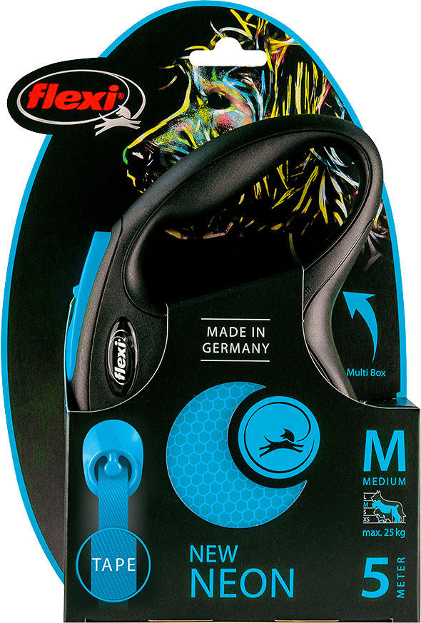 Flexi New Neon Band Medium Zwart/Blauw 5 Meter 25KG