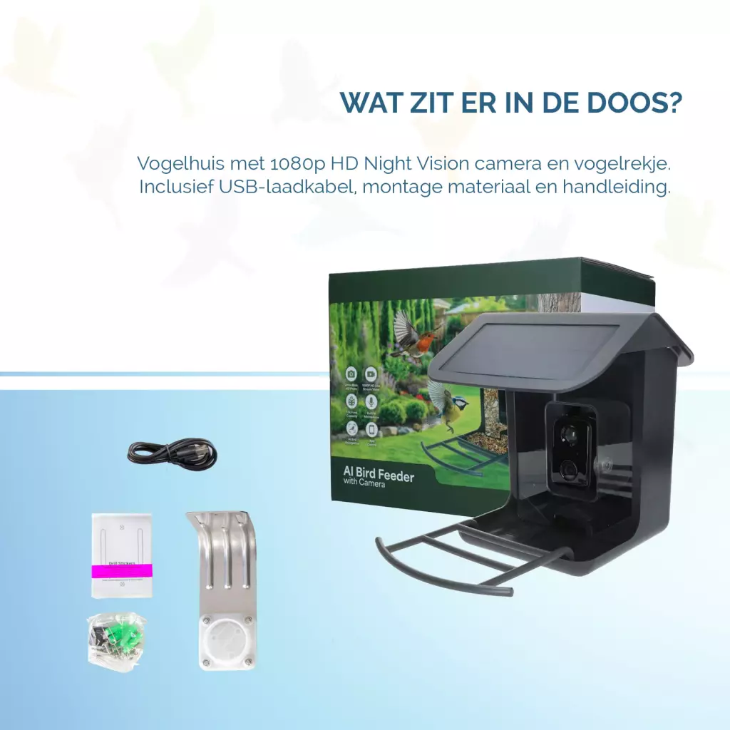 Birds First AI Bird Feeder met Camera 1080P – Slim Vogelvoederhuis met AI Vogelherkenning