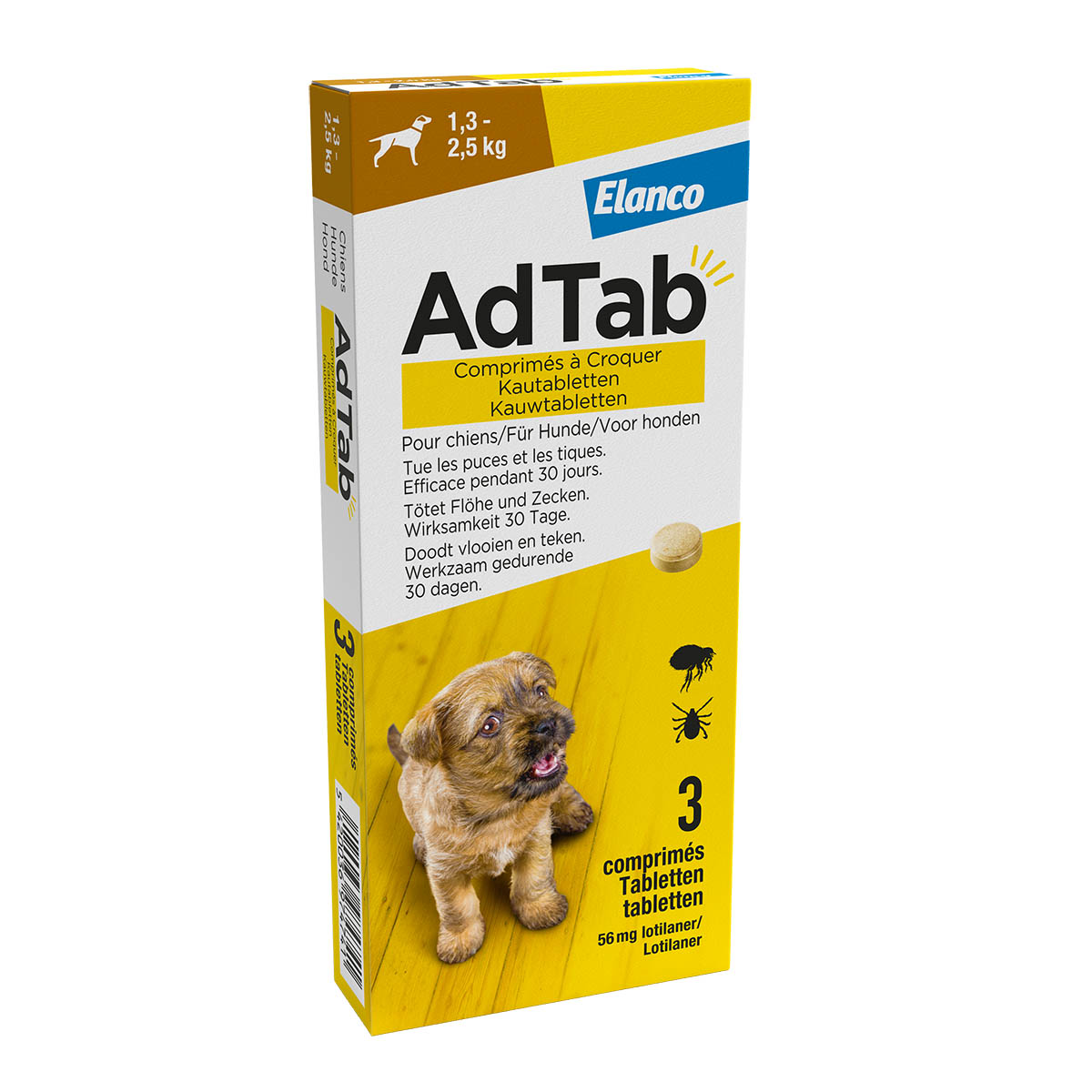 AdTab Hond 1,3 - 2,5kg 3 Tabletten