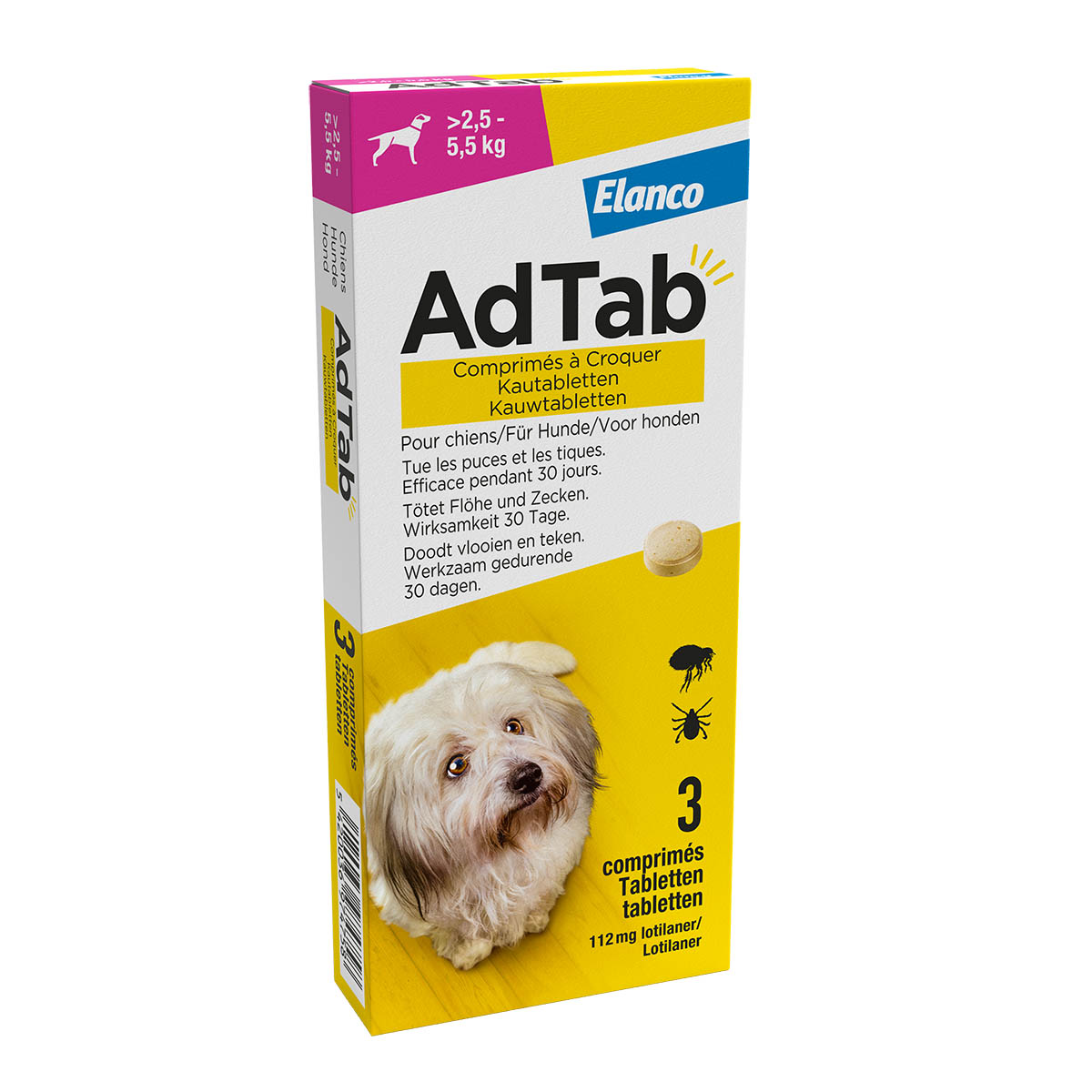 AdTab Hond 2,5 - 5,5kg 3 Tabletten