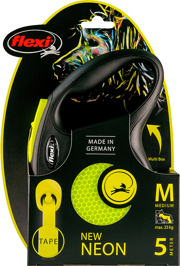 Flexi New Classic Neon Geel Band Medium 5 Meter