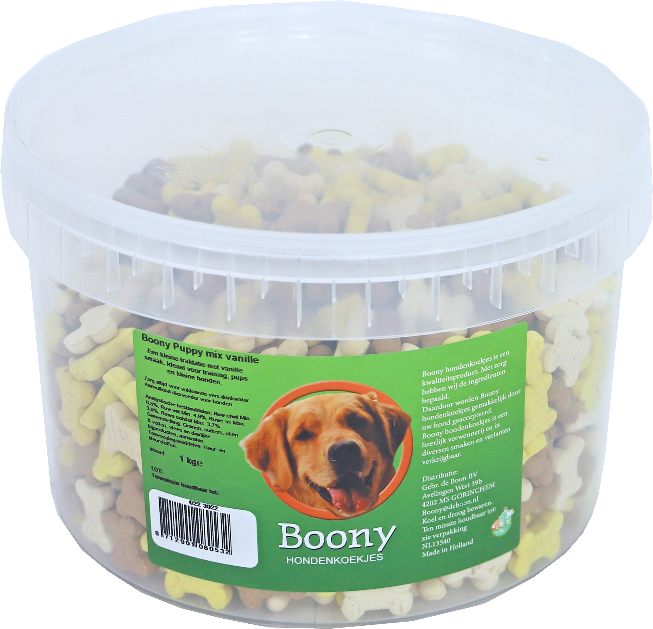 Boony Hondenkoekjes Puppy Botjes Emmer 1KG