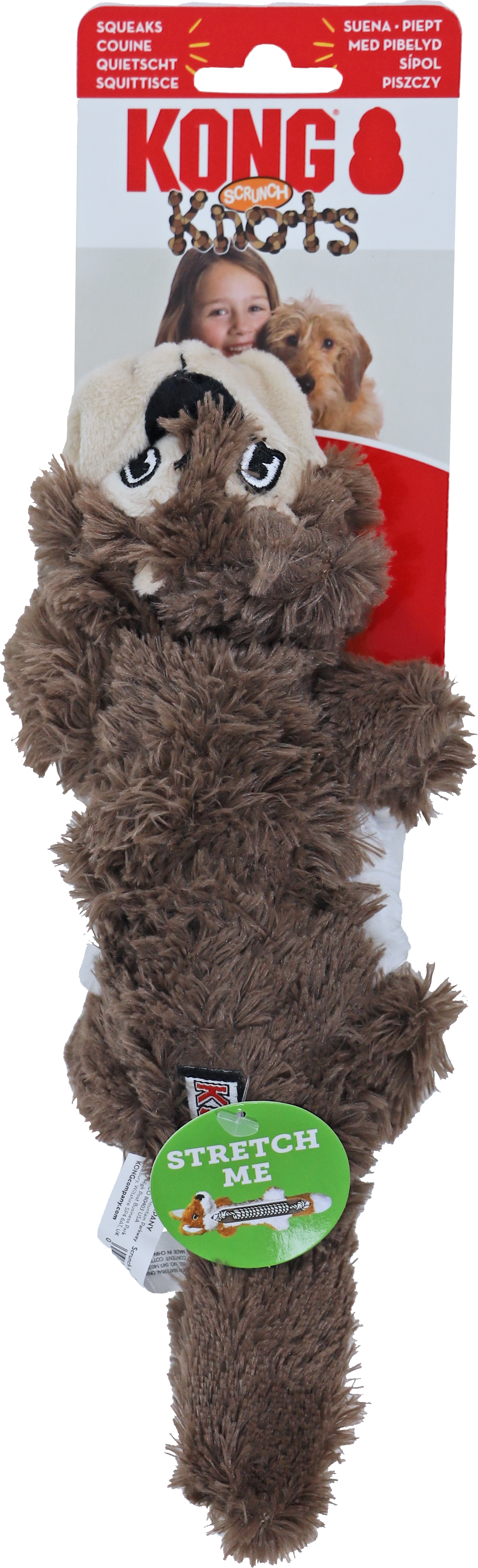 Kong Hond Knots Scrunch Eekhoorn, S/M. 30 CM