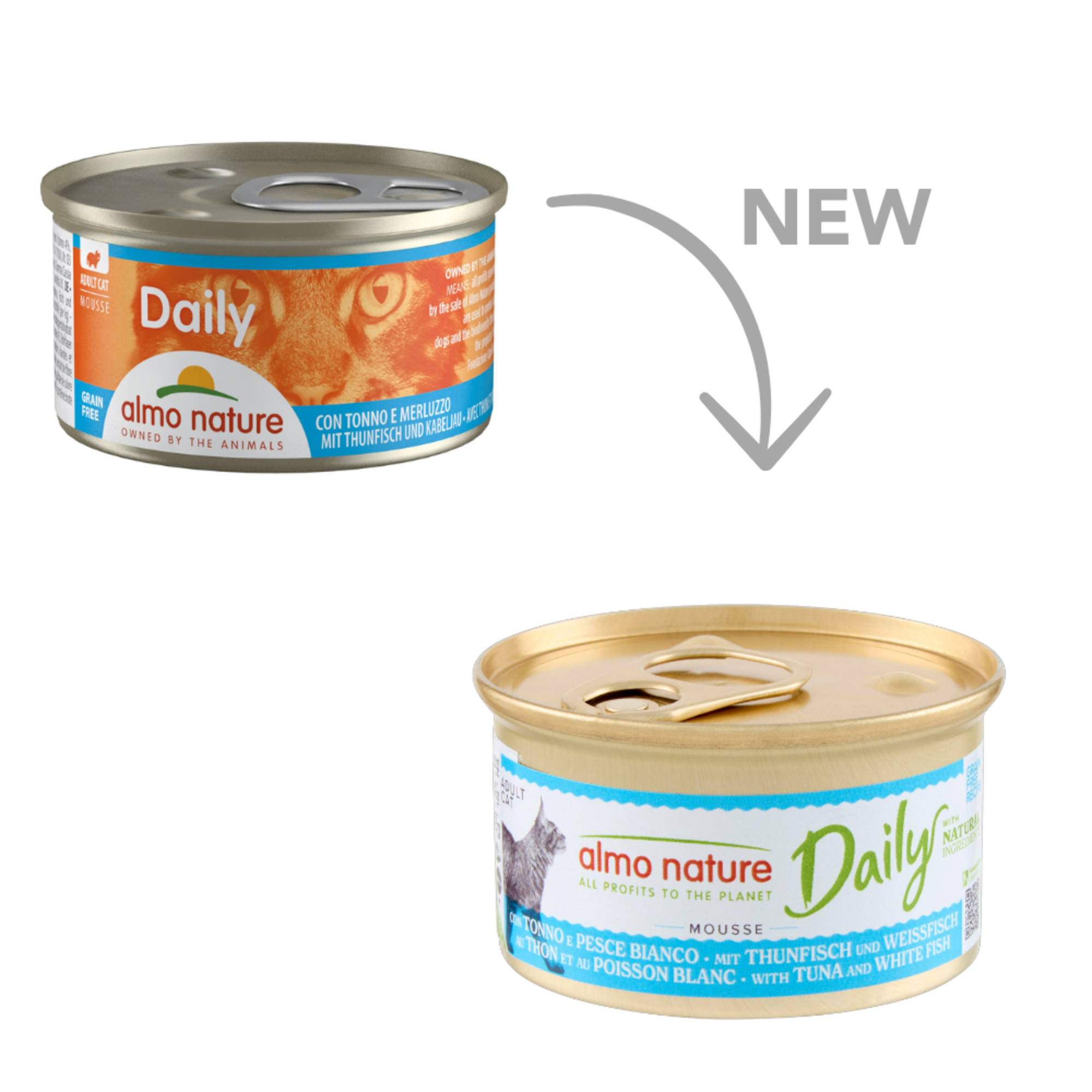 Almo Nature Daily Mousse Met Tonijn en Kabeljauw 85 Gram