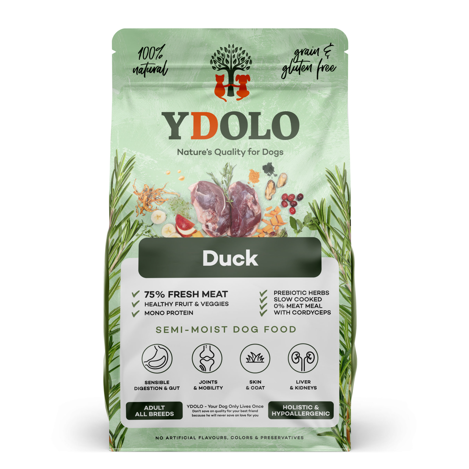 YDOLO Healthy & Pure Eend - Semi Moist Hondenvoeding