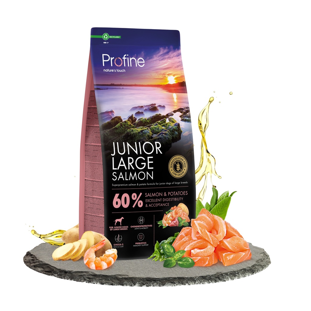 Profine Dog Dry Junior Large Bites Salmon 12KG