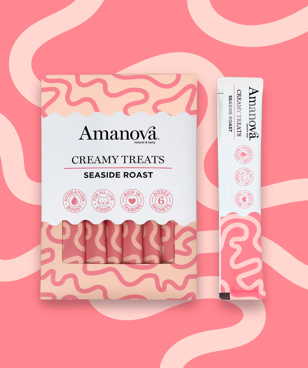 Amanova Creamy Treat Sea-Side Roast Kattensnack 6 x 15 g