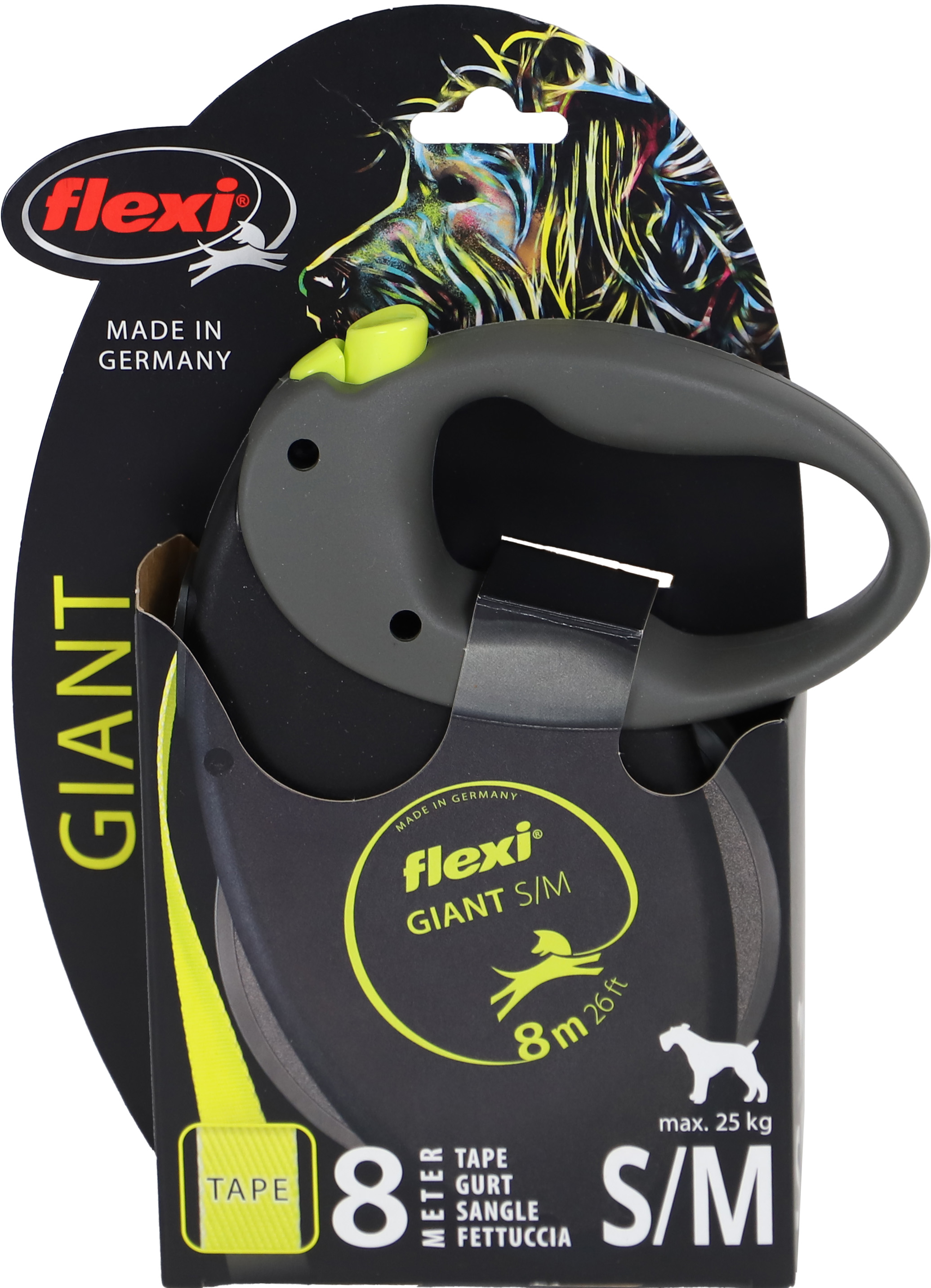 Flexi Giant Neon Band Medium Zwart 8 Meter