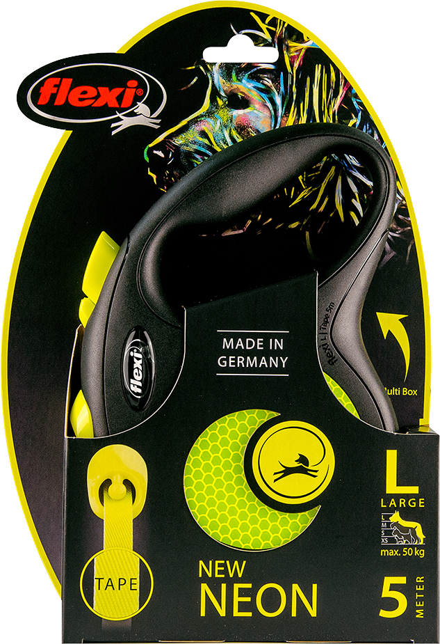 Flexi New CLassic Neon Geel Band Large 5 Meter