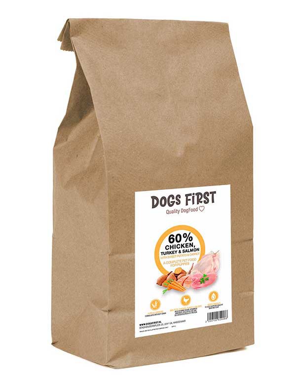 Dogs First Kip met Kalkoen en Zalm | voor Puppies