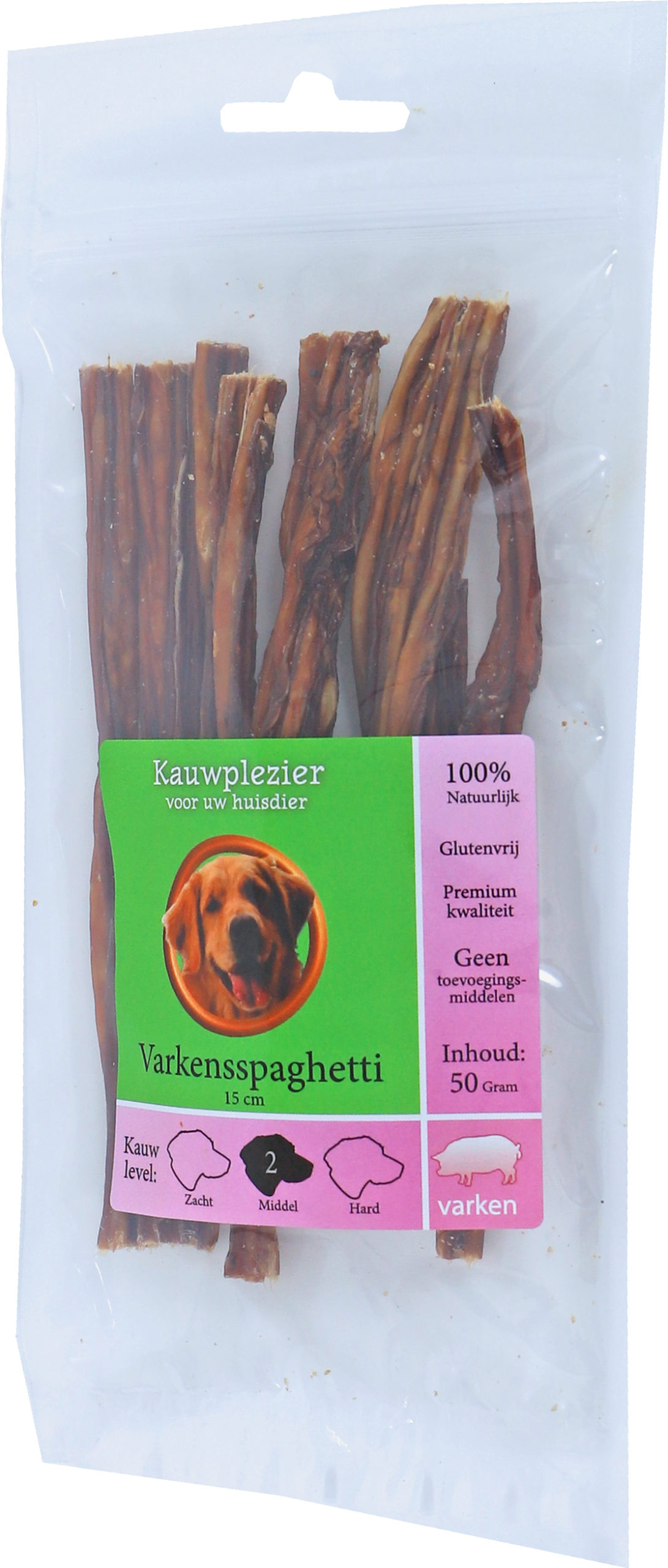 Varkensspaghetti 15 CM In Zak Van 50 Gram